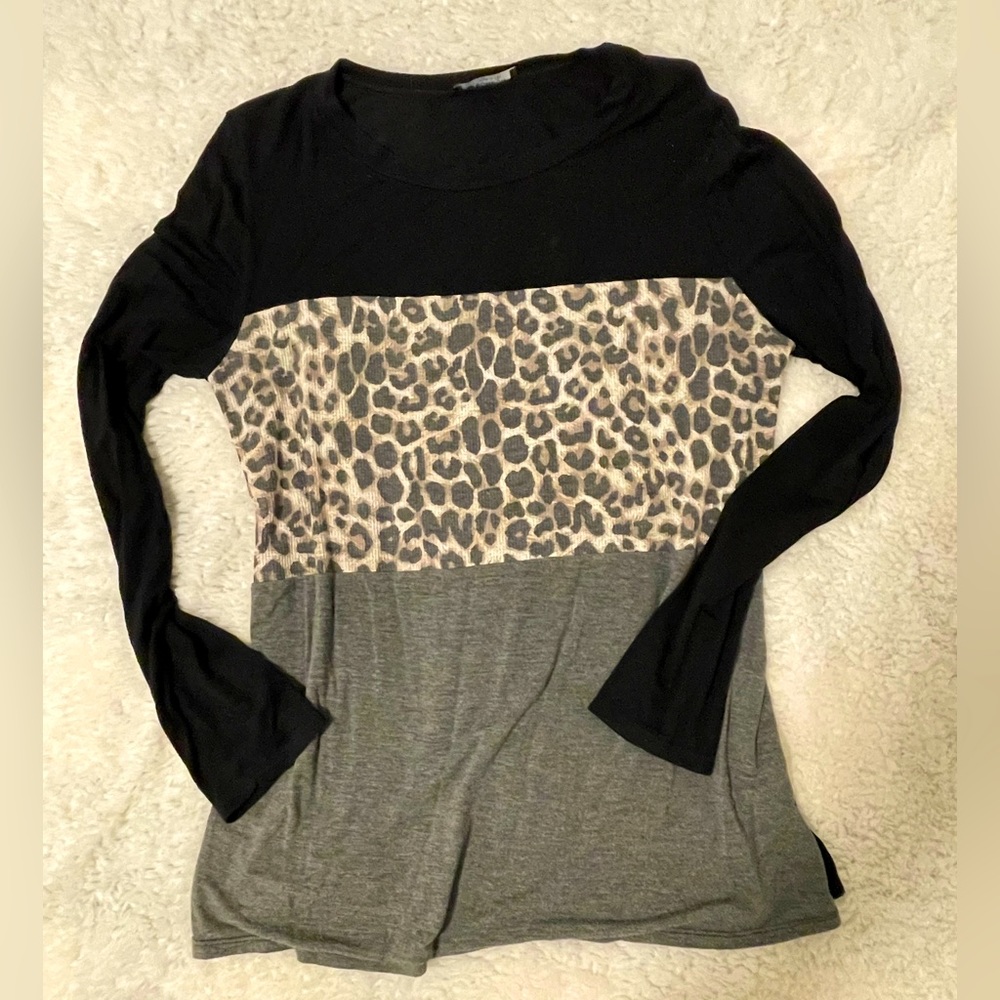 Leopard Colorblock long sleeve top